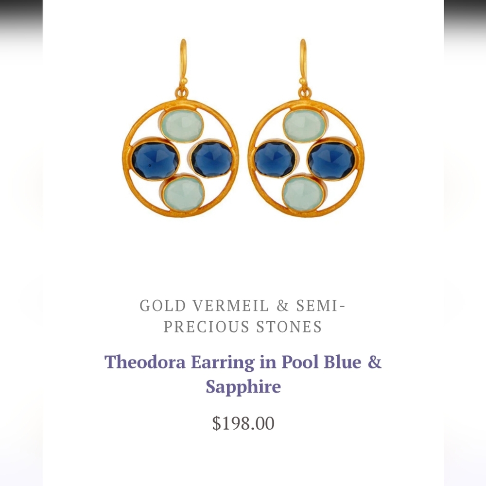 Theodora Earring in Pool Blue & Sapphire